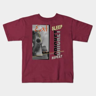 Eat sleep cricket repeat Kids T-Shirt